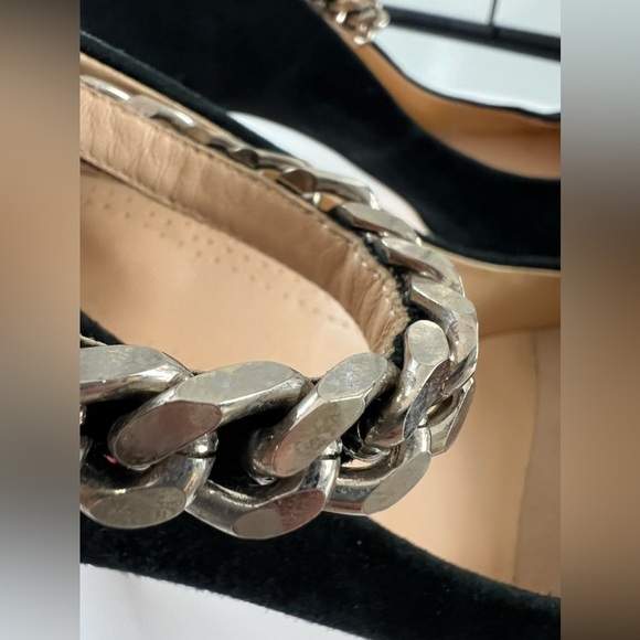 UKIES Nanogel Technology Black Soft Velvet Leather Heels W Silver Chain Size 8 - Picture 7 of 16